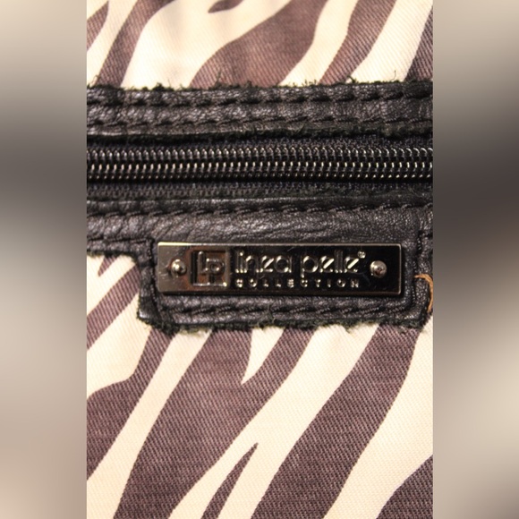 LINEA PELLE XL Black Woven Leather Bucket Bag Drawstring Gunmetal Chain Strap - Picture 14 of 15